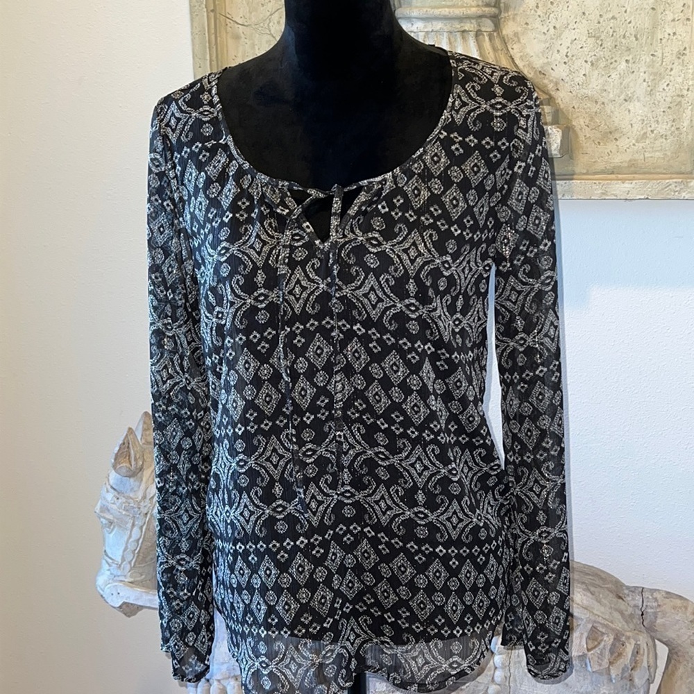 Maurices boho black top polyester and crochet Sz‎ S